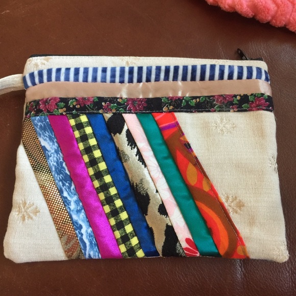 Hand Crafted Handbags - Boho handmade hippie patchwork hands free wristlet makeup phone festival bag